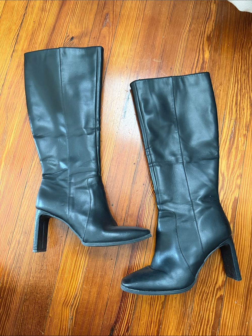 Tall faux leather Black Heeled Women's Boots